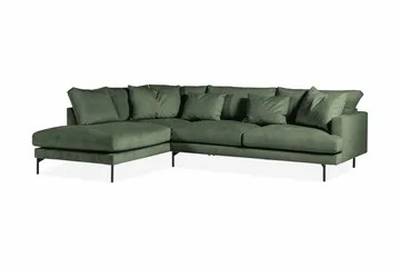 Menard 4-sits Vänstervänd L-formad Djup Schäslongsoffa i Manchester - Grön - Möbler - Soffa - Divansoffa & schäslongsoffa - 4 sits soffa med divan