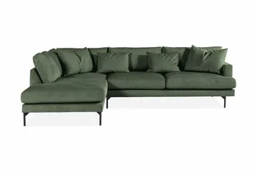 Menard 4-sits Vänstervänd L-formad Djup Schäslongsoffa i Manchester - Grön - Möbler - Soffa - Divansoffa & schäslongsoffa - 4 sits soffa med divan