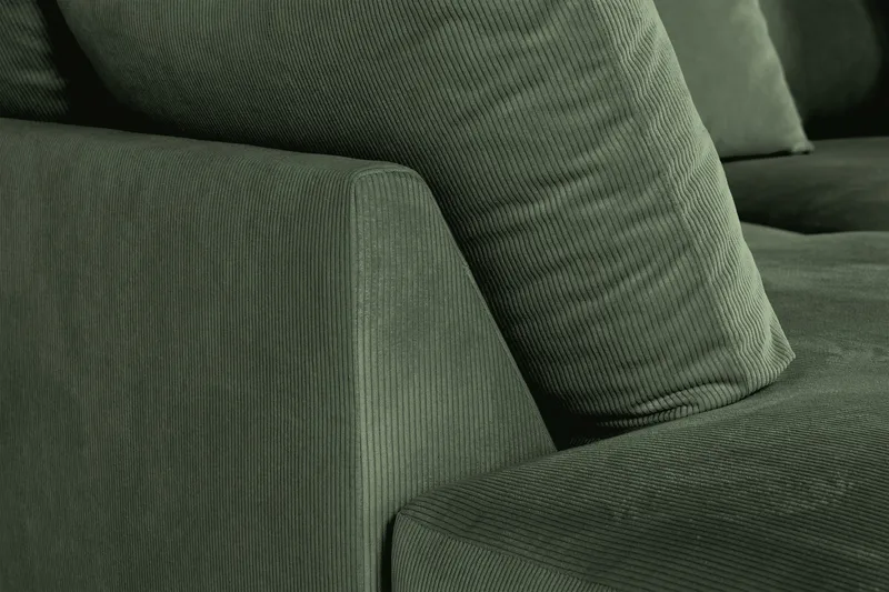 Menard 4-sits Vänstervänd L-formad Djup Schäslongsoffa i Manchester - Grön - Möbler - Soffa - Divansoffa & schäslongsoffa - 4 sits soffa med divan