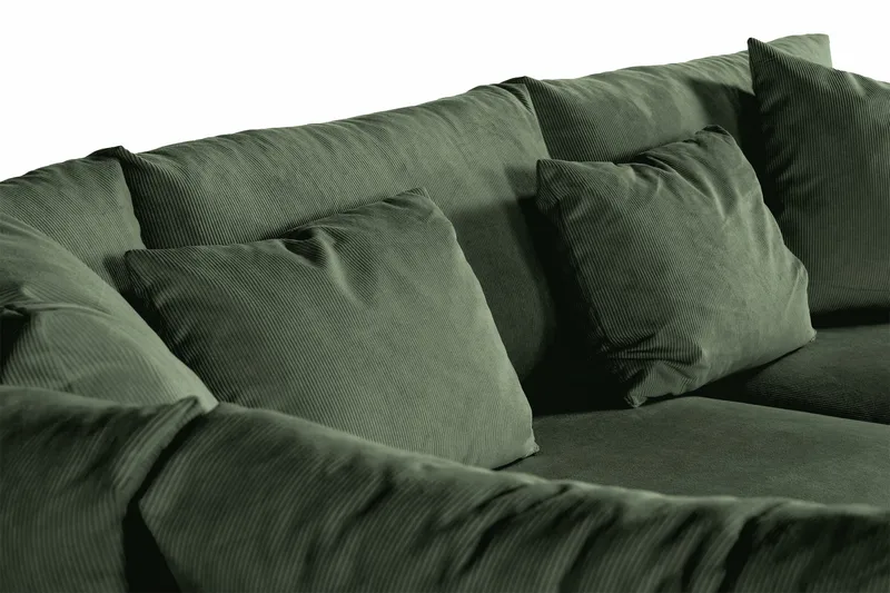 Menard 4-sits Vänstervänd L-formad Djup Schäslongsoffa i Manchester - Grön - Möbler - Soffa - Divansoffa & schäslongsoffa - 4 sits soffa med divan