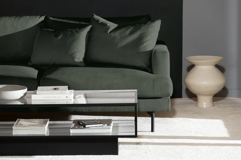 Menard 4-sits Vänstervänd L-formad Djup Schäslongsoffa i Manchester - Grön - Möbler - Soffa - Divansoffa & schäslongsoffa - 4 sits soffa med divan