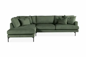 Menard 4-sits Vänstervänd L-formad Djup Schäslongsoffa i Manchester - Grön - Möbler - Soffa - Divansoffa & schäslongsoffa - 4 sits soffa med divan