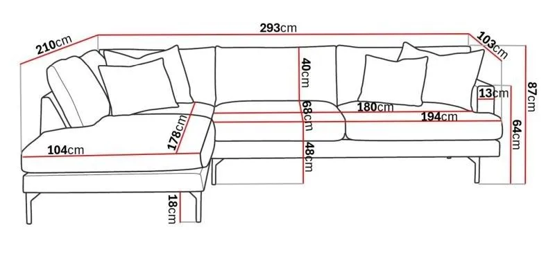 Menard 4-sits Vänstervänd L-formad Djup Schäslongsoffa i Manchester - Greige - Möbler - Soffa - Divansoffa & schäslongsoffa - 4 sits soffa med divan