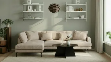 Menard 4-sits Vänstervänd L-formad Djup Schäslongsoffa i Manchester - Greige - Möbler - Soffa - Divansoffa & schäslongsoffa - 4 sits soffa med divan