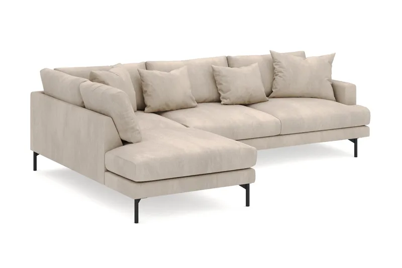 Menard 4-sits Vänstervänd L-formad Djup Schäslongsoffa i Manchester - Greige - Möbler - Soffa - Divansoffa & schäslongsoffa - 4 sits soffa med divan