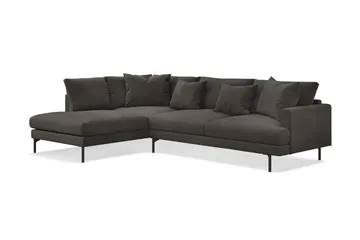 Menard 4-sits Vänstervänd L-formad Djup Schäslongsoffa i Manchester - Mörkgrå - Möbler - Soffa - Divansoffa & schäslongsoffa - 4 sits soffa med divan