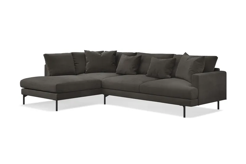Menard 4-sits Vänstervänd L-formad Djup Schäslongsoffa i Manchester - Mörkgrå - Möbler - Soffa - Divansoffa & schäslongsoffa - 4 sits soffa med divan