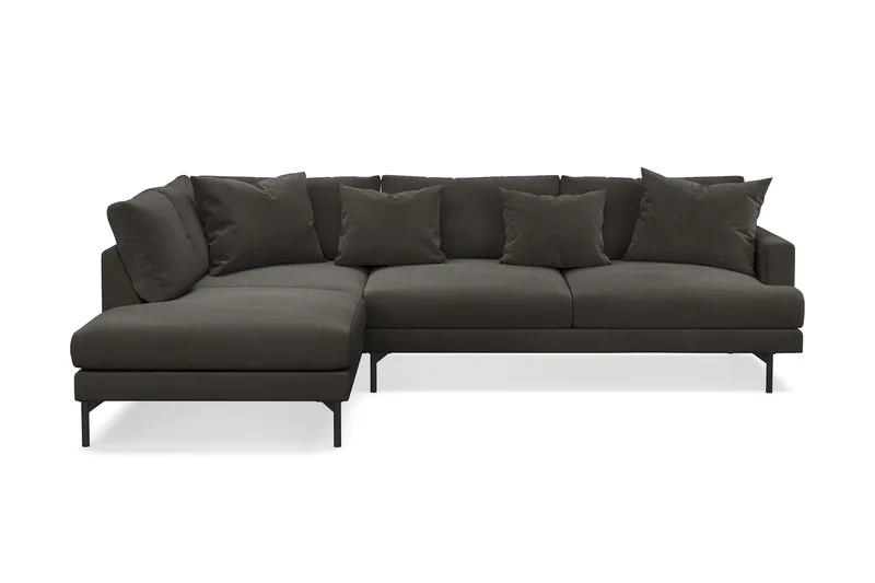 Menard 4-sits Vänstervänd L-formad Djup Schäslongsoffa i Manchester - Mörkgrå - Möbler - Soffa - Divansoffa & schäslongsoffa - 4 sits soffa med divan