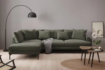 Menard 4-sits Vänstervänd L-formad Djup Schäslongsoffa i Manchester - Mörkgrön - Möbler - Soffa - Divansoffa & schäslongsoffa - 4 sits soffa med divan