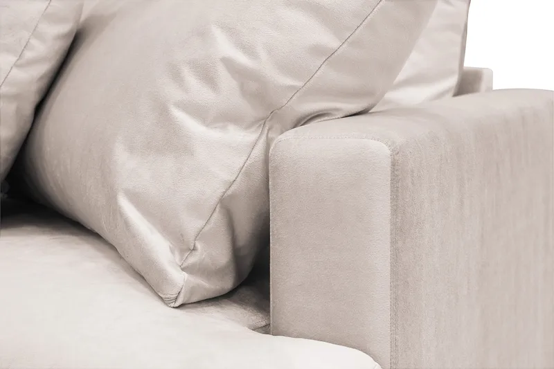 Menard 4-sits Vänstervänd L-formad Djup Schäslongsoffa i Sammet - Beige - Möbler - Soffa - Divansoffa & schäslongsoffa - 4 sits soffa med divan