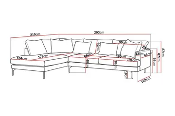 Menard 4-sits Vänstervänd L-formad Djup Schäslongsoffa i Sammet - Beige - Möbler - Soffa - Divansoffa & schäslongsoffa - 4 sits soffa med divan