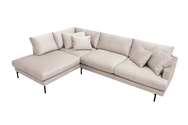 Menard 4-sits Vänstervänd L-formad Djup Schäslongsoffa i Sammet - Beige - Möbler - Soffa - Divansoffa & schäslongsoffa - 4 sits soffa med divan