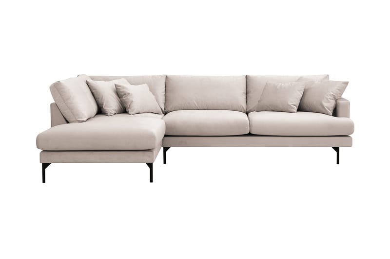 Menard 4-sits Vänstervänd L-formad Djup Schäslongsoffa i Sammet - Beige - Möbler - Soffa - Divansoffa & schäslongsoffa - 4 sits soffa med divan