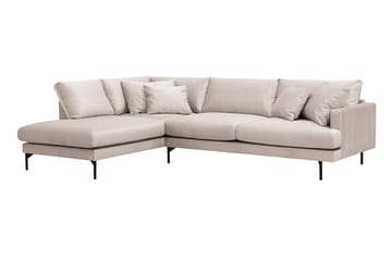 Menard 4-sits Vänstervänd L-formad Djup Schäslongsoffa i Sammet - Beige - Möbler - Soffa - Divansoffa & schäslongsoffa - 4 sits soffa med divan