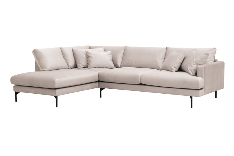 Menard 4-sits Vänstervänd L-formad Djup Schäslongsoffa i Sammet - Beige - Möbler - Soffa - Divansoffa & schäslongsoffa - 4 sits soffa med divan