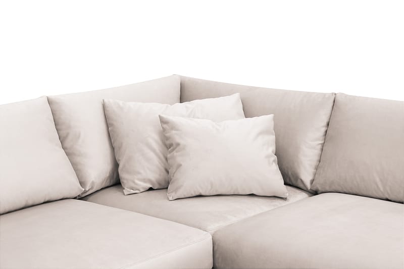Menard 4-sits Vänstervänd L-formad Djup Schäslongsoffa i Sammet - Beige - Möbler - Soffa - Divansoffa & schäslongsoffa - 4 sits soffa med divan