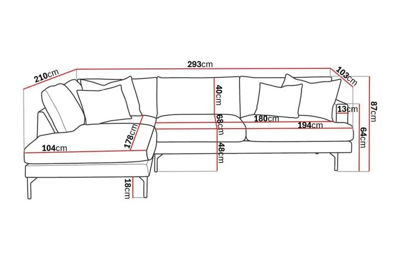 Menard 4-sits Vänstervänd L-formad Djup Schäslongsoffa i Sammet - Beige - Möbler - Soffa - Divansoffa & schäslongsoffa - 4 sits soffa med divan