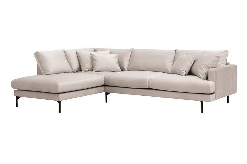 Menard 4-sits Vänstervänd L-formad Djup Schäslongsoffa i Sammet - Beige - Möbler - Soffa - Divansoffa & schäslongsoffa - 4 sits soffa med divan