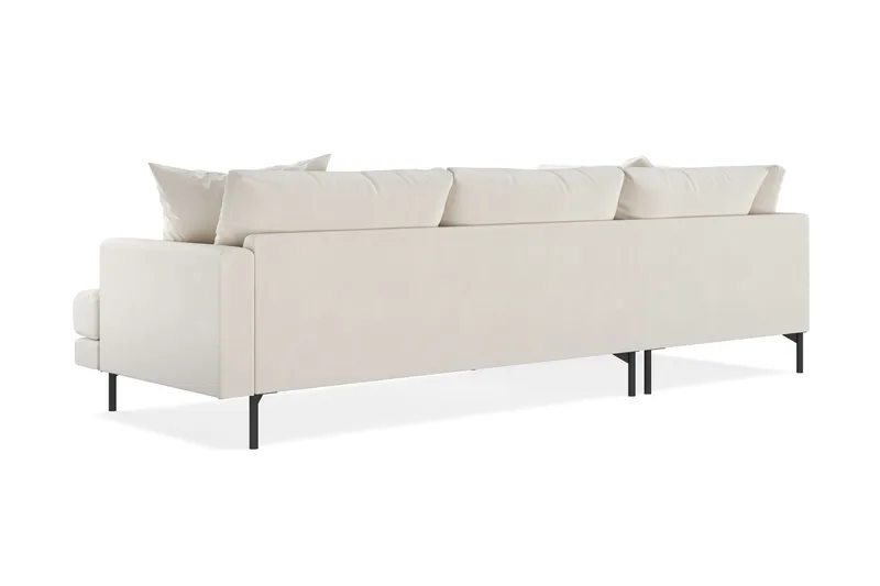 Menard 4-sits Vänstervänd L-formad Djup Schäslongsoffa i Sammet - Krämvit - Möbler - Soffa - Divansoffa & schäslongsoffa - 4 sits soffa med divan