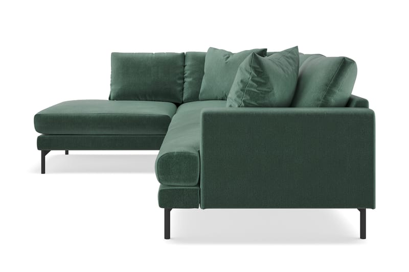 Menard 4-sits Vänstervänd L-formad Djup Schäslongsoffa i Sammet - Mörkgrön - Möbler - Soffa - Divansoffa & schäslongsoffa - 4 sits soffa med divan