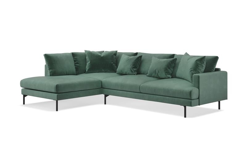 Menard 4-sits Vänstervänd L-formad Djup Schäslongsoffa i Sammet - Mörkgrön - Möbler - Soffa - Divansoffa & schäslongsoffa - 4 sits soffa med divan
