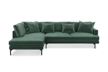 Menard 4-sits Vänstervänd L-formad Djup Schäslongsoffa i Sammet - Mörkgrön - Möbler - Soffa - Divansoffa & schäslongsoffa - 4 sits soffa med divan