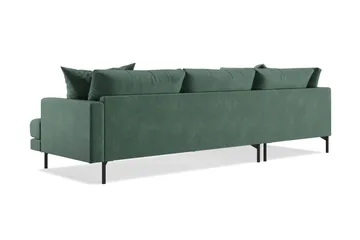 Menard 4-sits Vänstervänd L-formad Djup Schäslongsoffa i Sammet - Mörkgrön - Möbler - Soffa - Divansoffa & schäslongsoffa - 4 sits soffa med divan