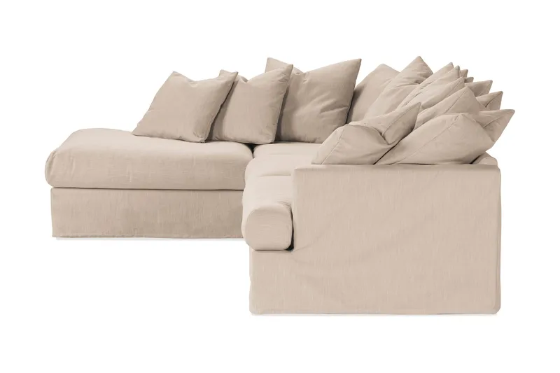 Menard 4-sits Vänstervänd L-formad Schäslongsoffa i Tyg - Beige - Möbler - Soffa - Divansoffa & schäslongsoffa - 4 sits soffa med divan