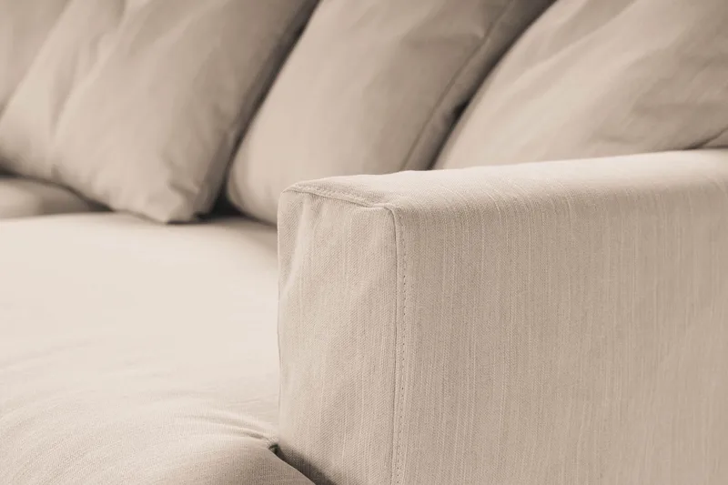 Menard 4-sits Vänstervänd L-formad Djup Schäslongsoffa i Tyg - Beige - Möbler - Soffa - Divansoffa & schäslongsoffa - 4 sits soffa med divan