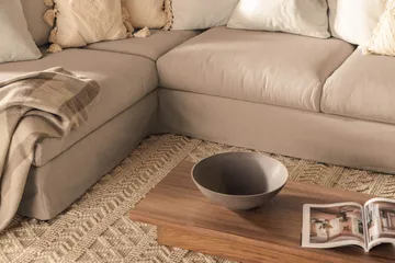 Menard 4-sits Vänstervänd L-formad Djup Schäslongsoffa i Tyg - Beige - Möbler - Soffa - Divansoffa & schäslongsoffa - 4 sits soffa med divan