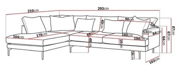 Menard 4-sits Vänstervänd L-formad Djup Schäslongsoffa i Tyg - Beige - Möbler - Soffa - Divansoffa & schäslongsoffa - 4 sits soffa med divan
