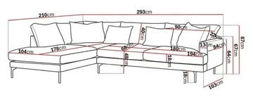 Menard 4-sits Vänstervänd L-formad Djup Schäslongsoffa i Tyg - Beige - Möbler - Soffa - Divansoffa & schäslongsoffa - 4 sits soffa med divan