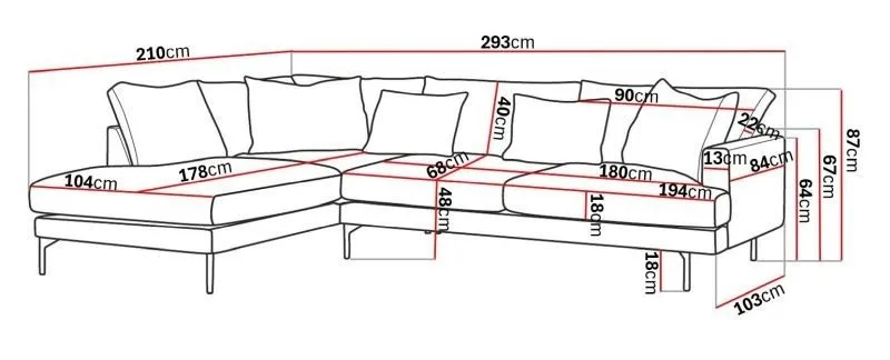 Menard 4-sits Vänstervänd L-formad Djup Schäslongsoffa i Tyg - Beige - Möbler - Soffa - Divansoffa & schäslongsoffa - 4 sits soffa med divan