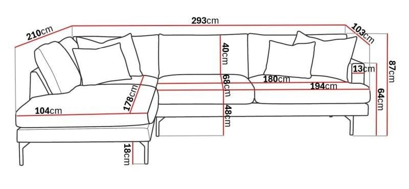 Menard 4-sits Vänstervänd L-formad Djup Schäslongsoffa i Tyg - Brun - Möbler - Soffa - Divansoffa & schäslongsoffa - 4 sits soffa med divan