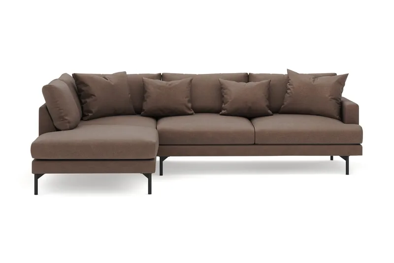 Menard 4-sits Vänstervänd L-formad Djup Schäslongsoffa i Tyg - Brun - Möbler - Soffa - Divansoffa & schäslongsoffa - 4 sits soffa med divan