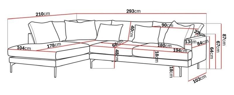 Menard 4-sits Vänstervänd L-formad Djup Schäslongsoffa i Tyg - Brun - Möbler - Soffa - Divansoffa & schäslongsoffa - 4 sits soffa med divan