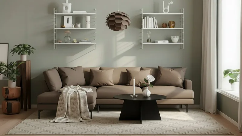 Menard 4-sits Vänstervänd L-formad Djup Schäslongsoffa i Tyg - Brun - Möbler - Soffa - Divansoffa & schäslongsoffa - 4 sits soffa med divan