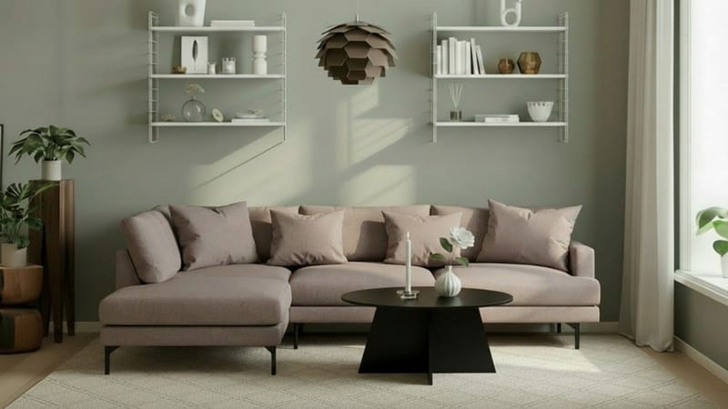 Menard 4-sits Vänstervänd L-formad Djup Schäslongsoffa i Tyg - Brun - Möbler - Soffa - Divansoffa & schäslongsoffa - 4 sits soffa med divan