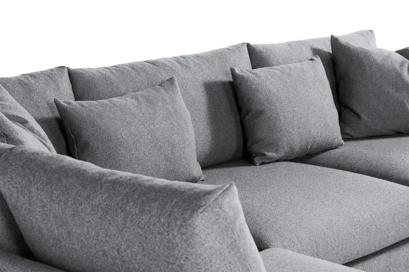 Menard 4-sits Vänstervänd L-formad Djup Schäslongsoffa i Tyg - Grå - Möbler - Soffa - Divansoffa & schäslongsoffa - 4 sits soffa med divan