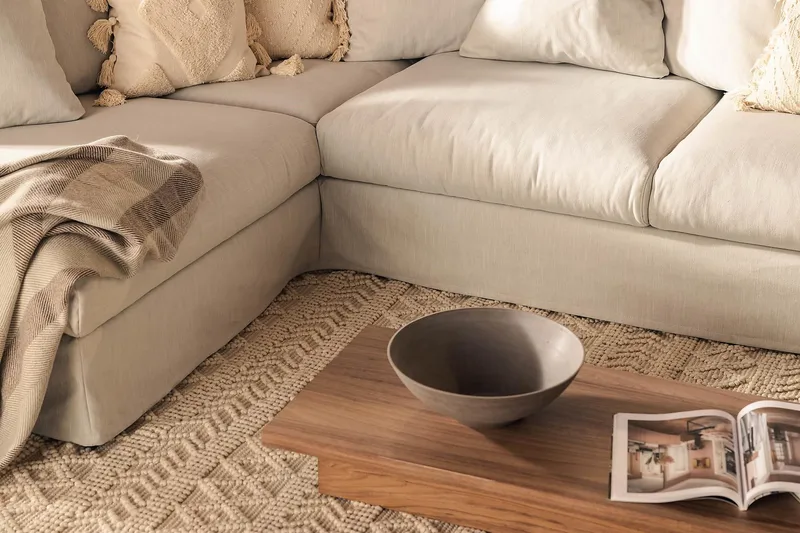 Menard 4-sits Vänstervänd L-formad Djup Schäslongsoffa i Tyg - Ljusgrå - Möbler - Soffa - Divansoffa & schäslongsoffa - 4 sits soffa med divan