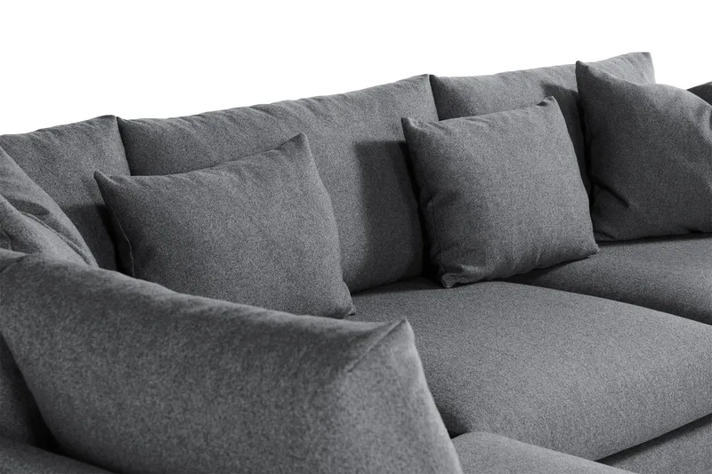 Menard 4-sits Vänstervänd L-formad Djup Schäslongsoffa i Tyg - Mörkgrå - Möbler - Soffa - Divansoffa & schäslongsoffa - 4 sits soffa med divan