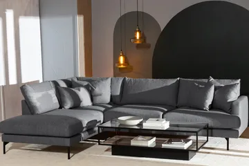 Menard 4-sits Vänstervänd L-formad Djup Schäslongsoffa i Tyg - Mörkgrå - Möbler - Soffa - Divansoffa & schäslongsoffa - 4 sits soffa med divan