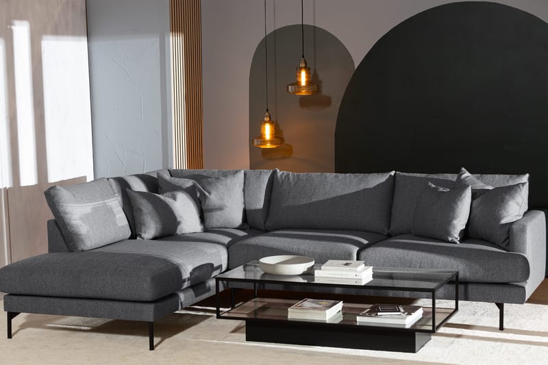 Menard 4-sits Vänstervänd L-formad Djup Schäslongsoffa i Tyg - Mörkgrå - Möbler - Soffa - Divansoffa & schäslongsoffa - 4 sits soffa med divan