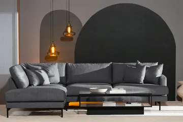 Menard 4-sits Vänstervänd L-formad Djup Schäslongsoffa i Tyg - Mörkgrå - Möbler - Soffa - Divansoffa & schäslongsoffa - 4 sits soffa med divan