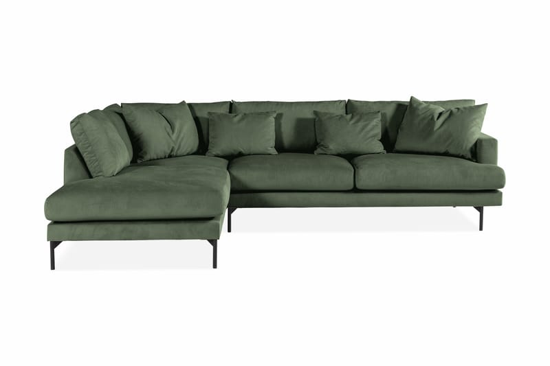 Menard 4-sits Vänstervänd L-formad Schäslongsoffa i Manchester - Grön - Möbler - Soffa - Divansoffa & schäslongsoffa - 4 sits soffa med divan