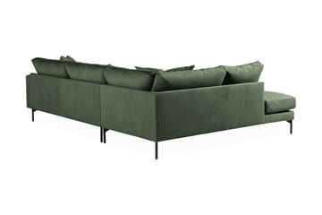 Menard 4-sits Vänstervänd L-formad Schäslongsoffa i Manchester - Grön - Möbler - Soffa - Divansoffa & schäslongsoffa - 4 sits soffa med divan