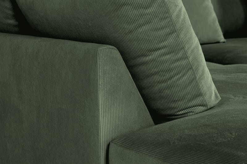 Menard 4-sits Vänstervänd L-formad Schäslongsoffa i Manchester - Grön - Möbler - Soffa - Divansoffa & schäslongsoffa - 4 sits soffa med divan
