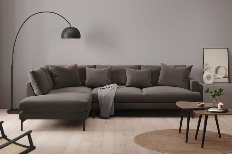 Menard 4-sits Vänstervänd L-formad Schäslongsoffa i Manchester - Mörkgrå - Möbler - Soffa - Divansoffa & schäslongsoffa - 4 sits soffa med divan
