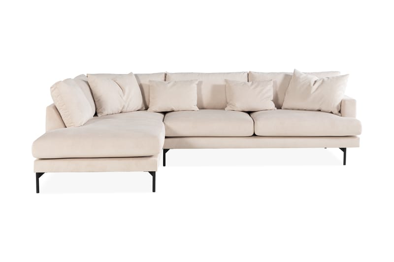 Menard 4-sits Vänstervänd L-formad Schäslongsoffa i Manchester med 2 Nackkuddar - Beige - Möbler - Soffa - Divansoffa & schäslongsoffa - 4 sits soffa med divan