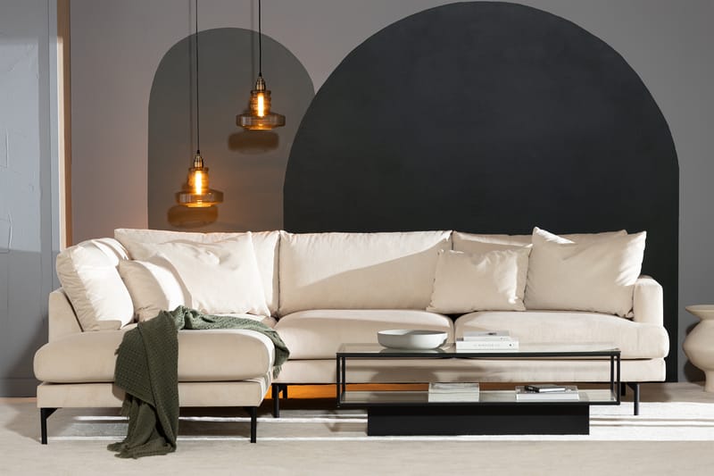 Menard 4-sits Vänstervänd L-formad Schäslongsoffa i Manchester med 2 Nackkuddar - Beige - Möbler - Soffa - Divansoffa & schäslongsoffa - 4 sits soffa med divan